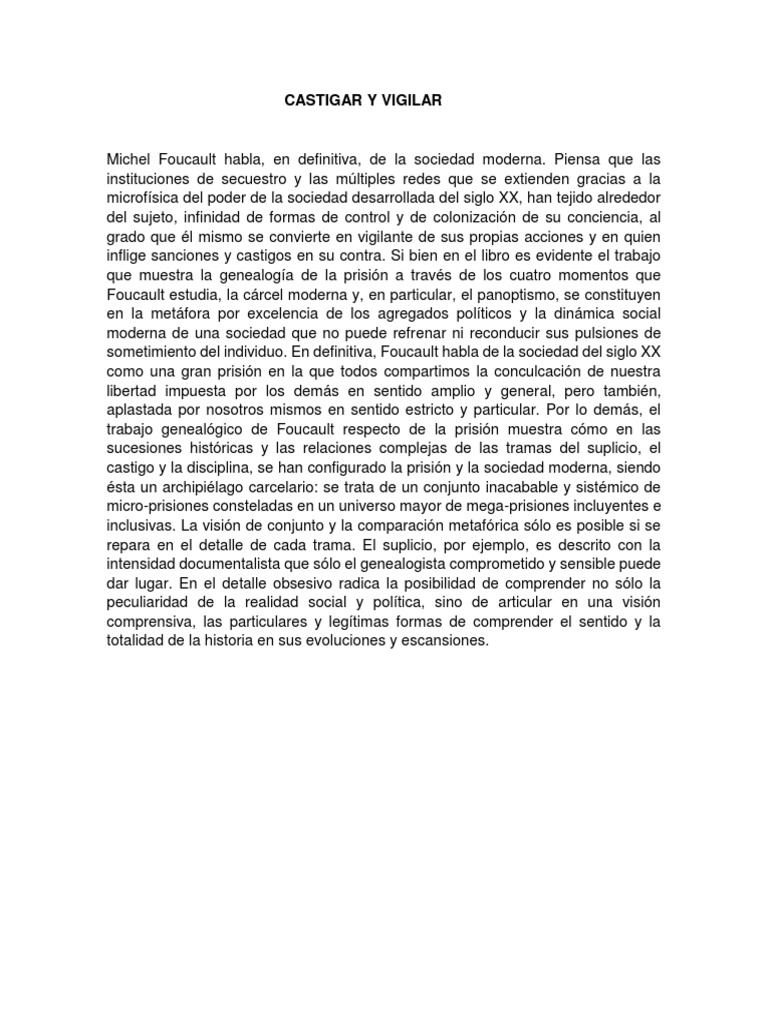 Castigar y Vigilar | PDF | Prisión | Michel Foucault