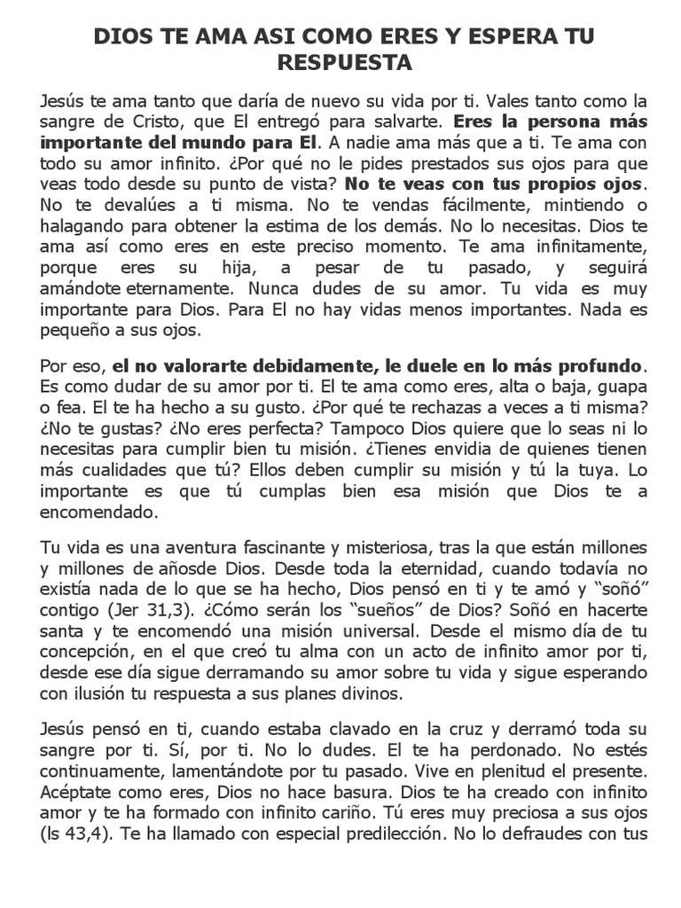 Dios te ama tal como eres | PDF | Amor | Dios