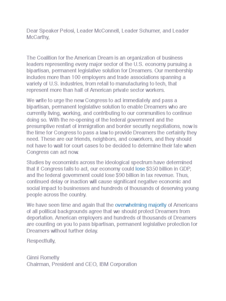 American Dream Letter | Illegal Immigration To The United States | United States Government