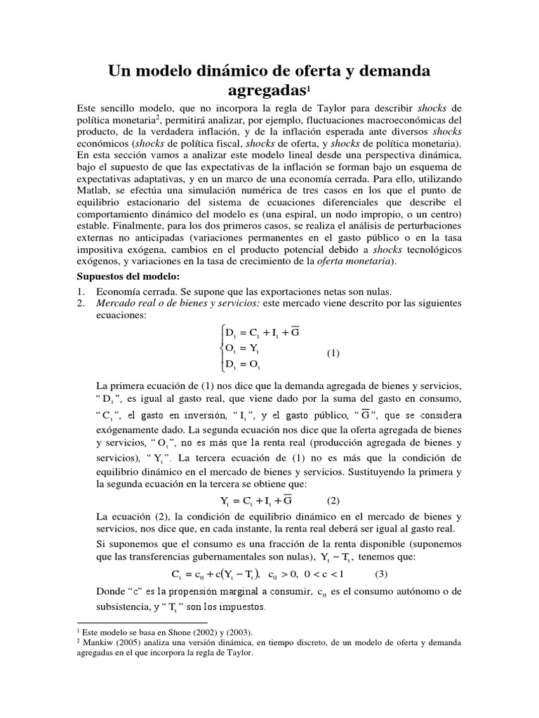 Modelo Dinamico de Oferta y Demanda Agre | PDF | Curva de Phillips ...