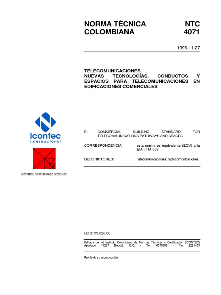 Normativa NTC 4071 para Telecomunicaciones | PDF | Ingeniería | Science