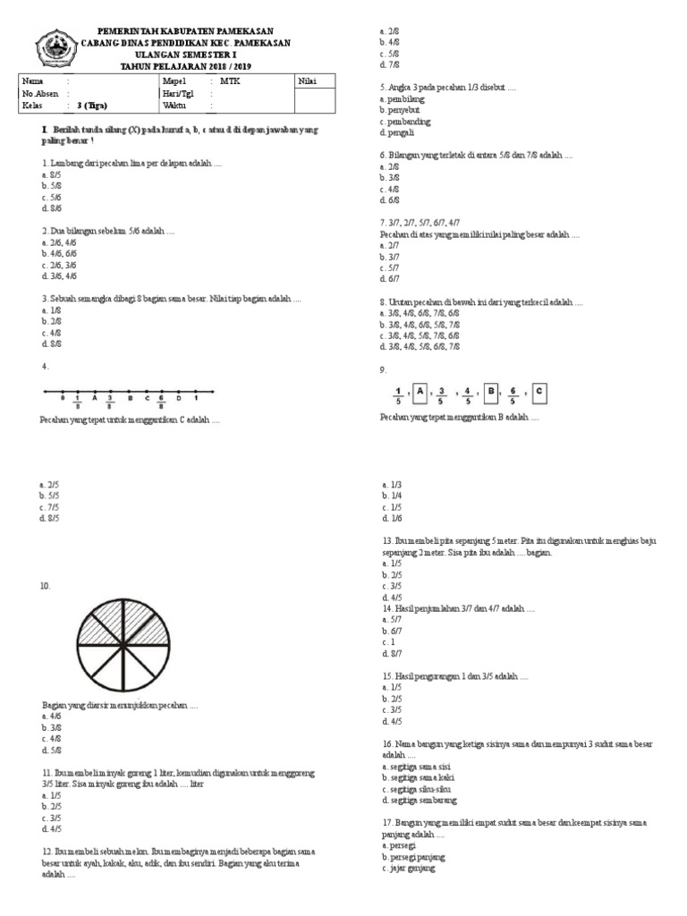 Soal Matematika Kls 3 1
