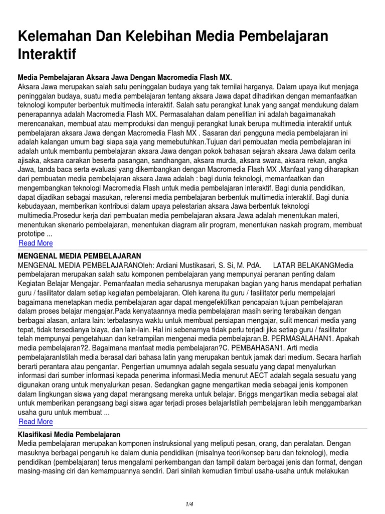 100653661 Kelemahan Dan Kelebihan Media Pembelajaran Interaktif Pdf
