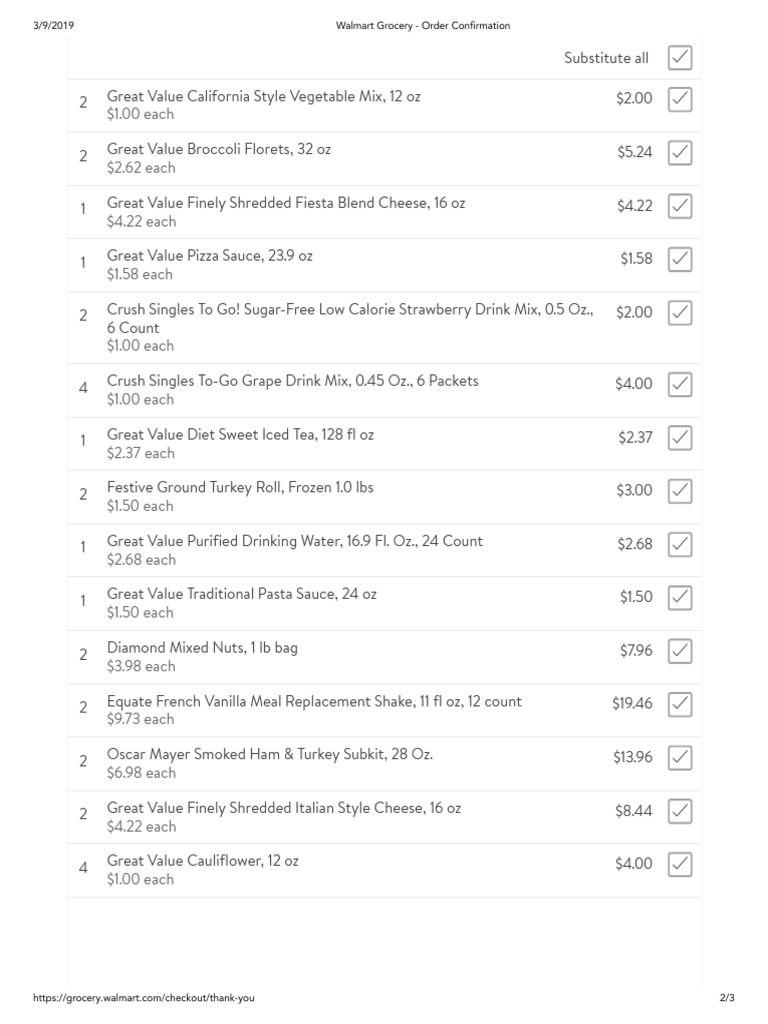 19.03.09 John's Walmart Grocery - Order Confirmation | PDF | Walmart ...