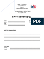 Star Observation Sheet: Objectives / Learning Tasks