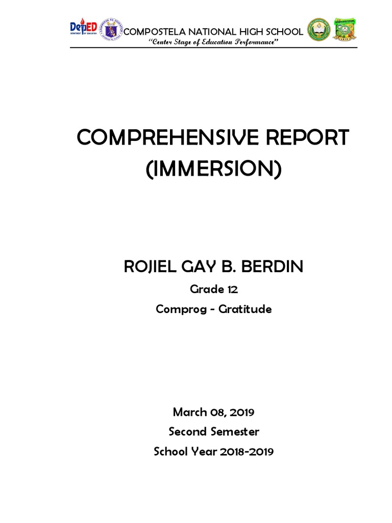 Compostela High School Immersion Report | PDF | Job Interview | Employment