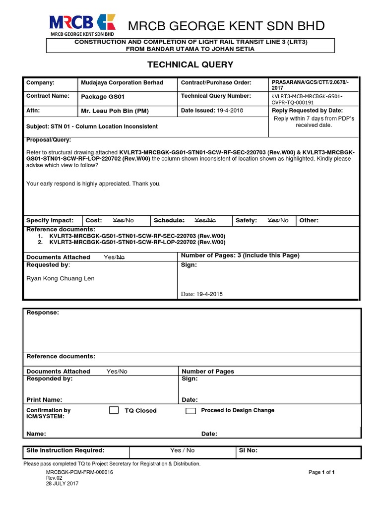 LRT3 Column Location Query Response | PDF | Business
