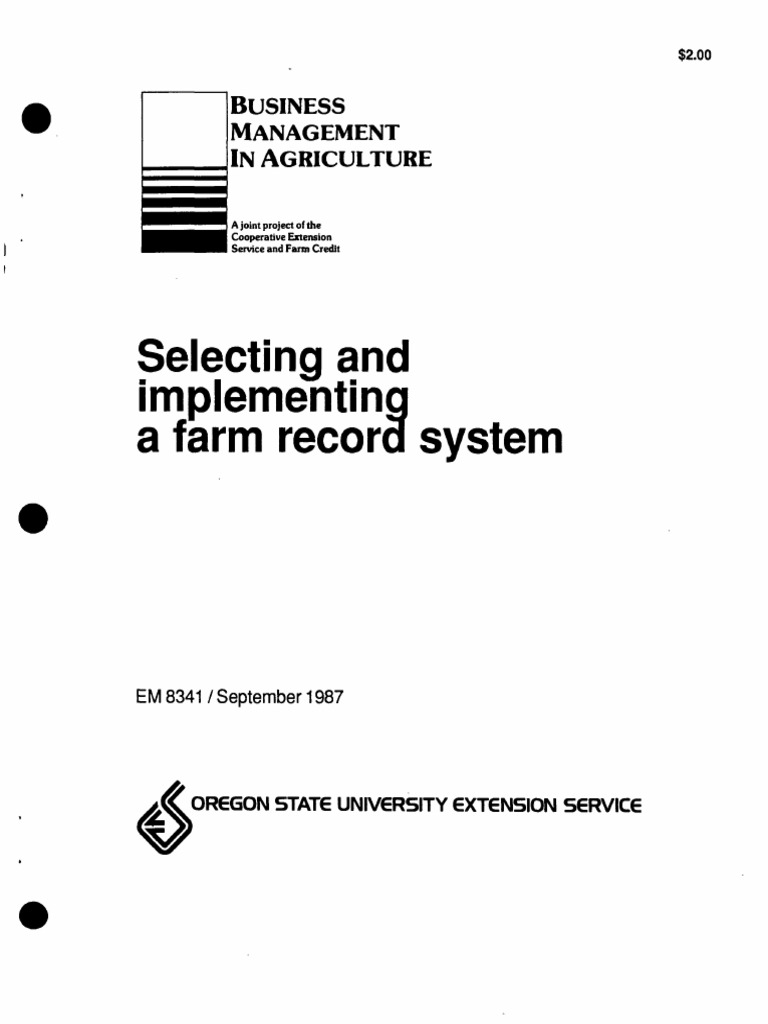 Selecting and Implementing A Farm Record System Business Management in