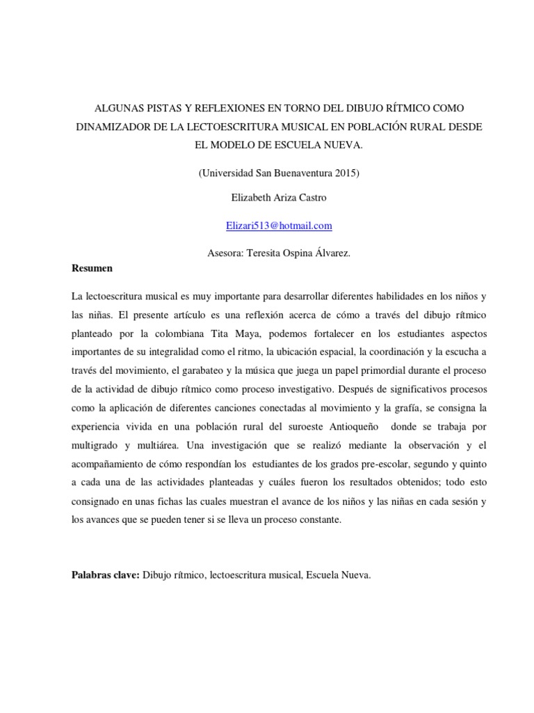Dibujo Rítmico en Lectoescritura Musical | PDF | Ritmo | Educación de ...