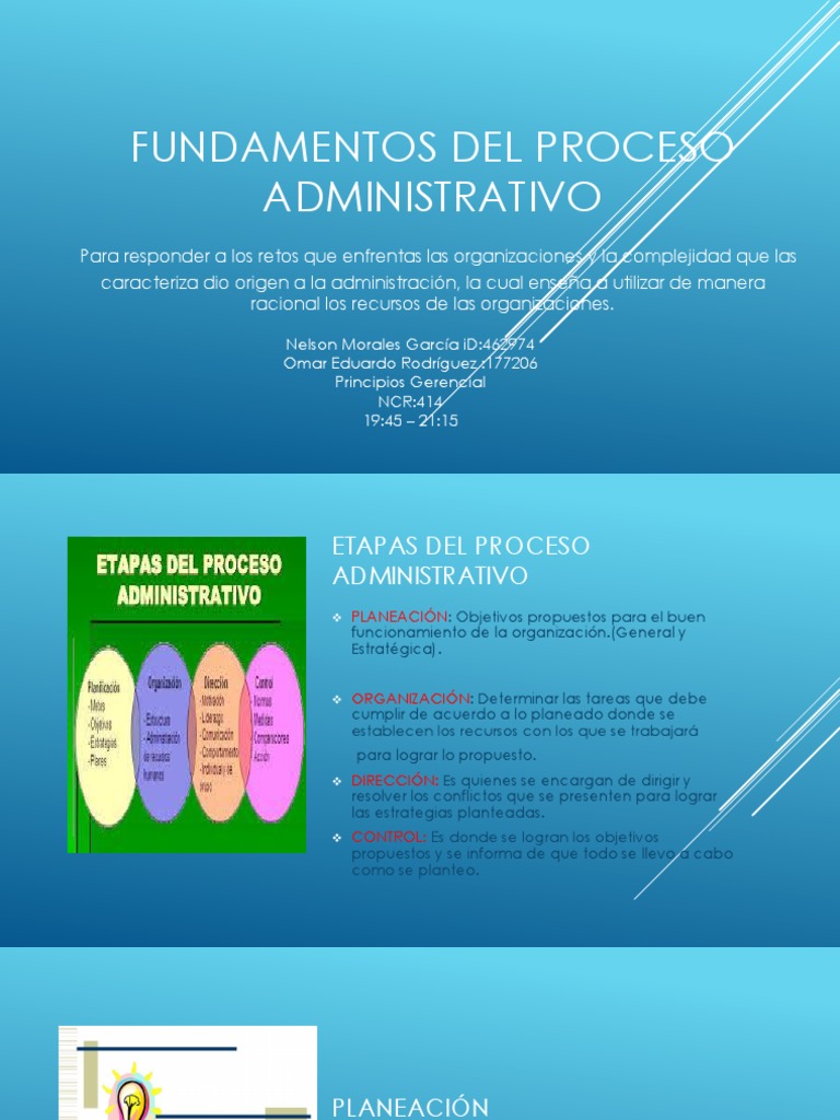 Diapositivas Fundamentos Del Proceso Administrativo. PDF