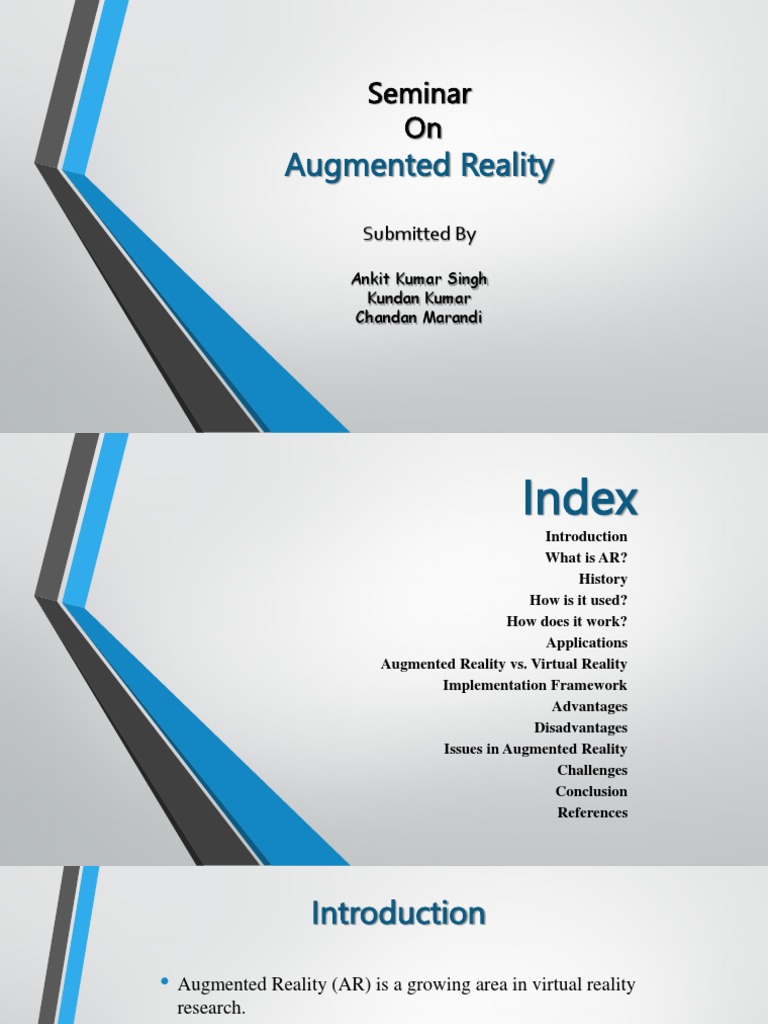 AR Seminar for Tech Enthusiasts | PDF | Augmented Reality | Virtual Reality