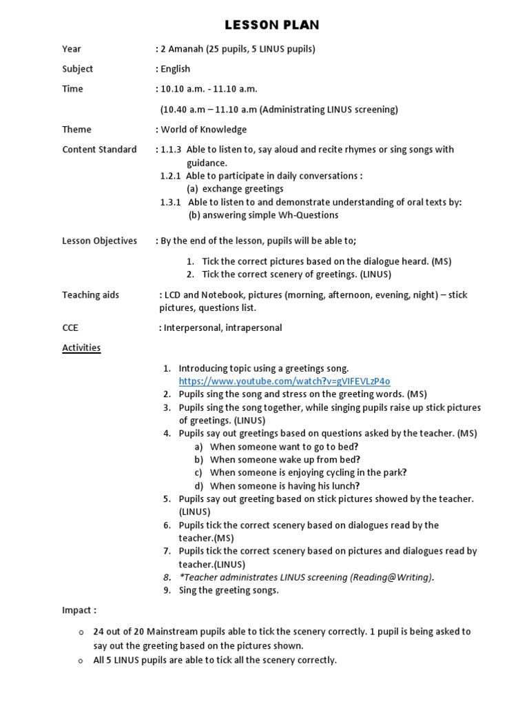 Contoh LESSON NOTE | PDF | Teaching | Semiotics