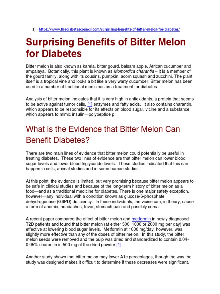 Surprising Benefits of Bitter Melon For Diabetes PDF Insulin