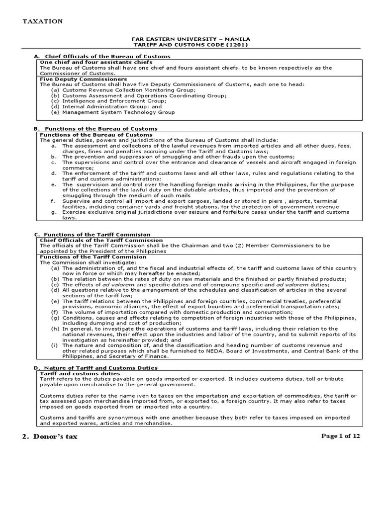Customs and Tariff Overview | PDF | Dumping (Pricing Policy) | Tariff
