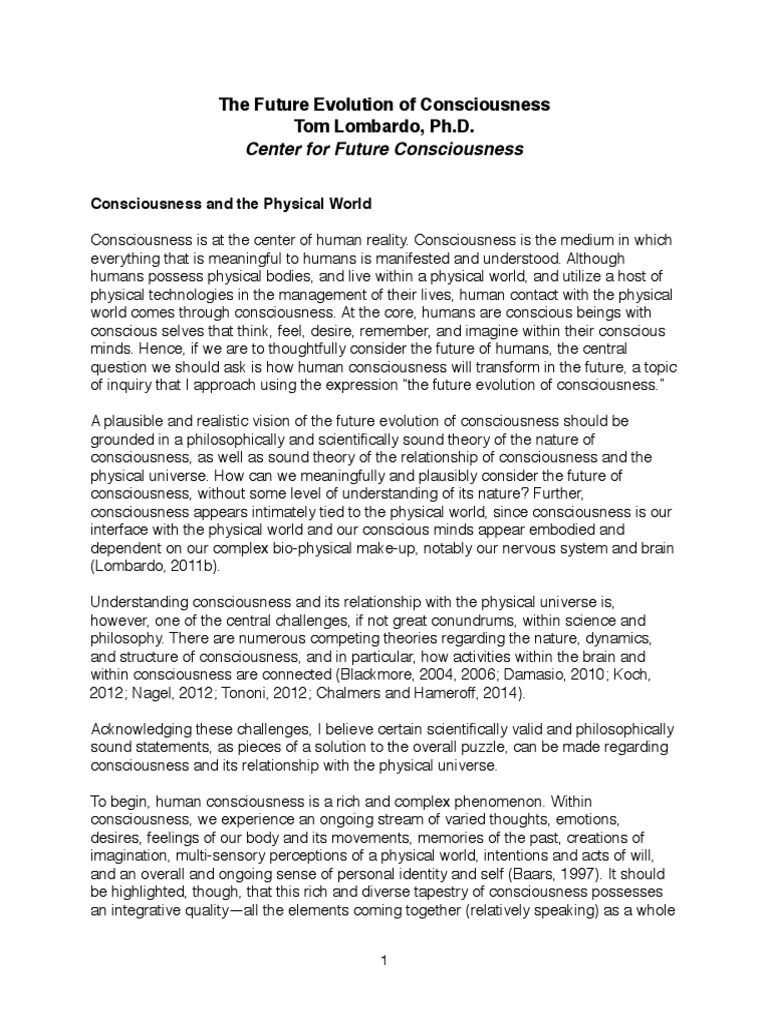 Evolution Consciousness WFR Article PDF | PDF | Consciousness | Mind