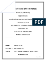 (London School of Commerce) : M.B.A (Ii) (Finance) Assingment: Investment Management and Capital Markets Critical Review