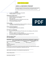 (Enter Factory Name) Welding & Grinding Permit: Required Precautions Checklist