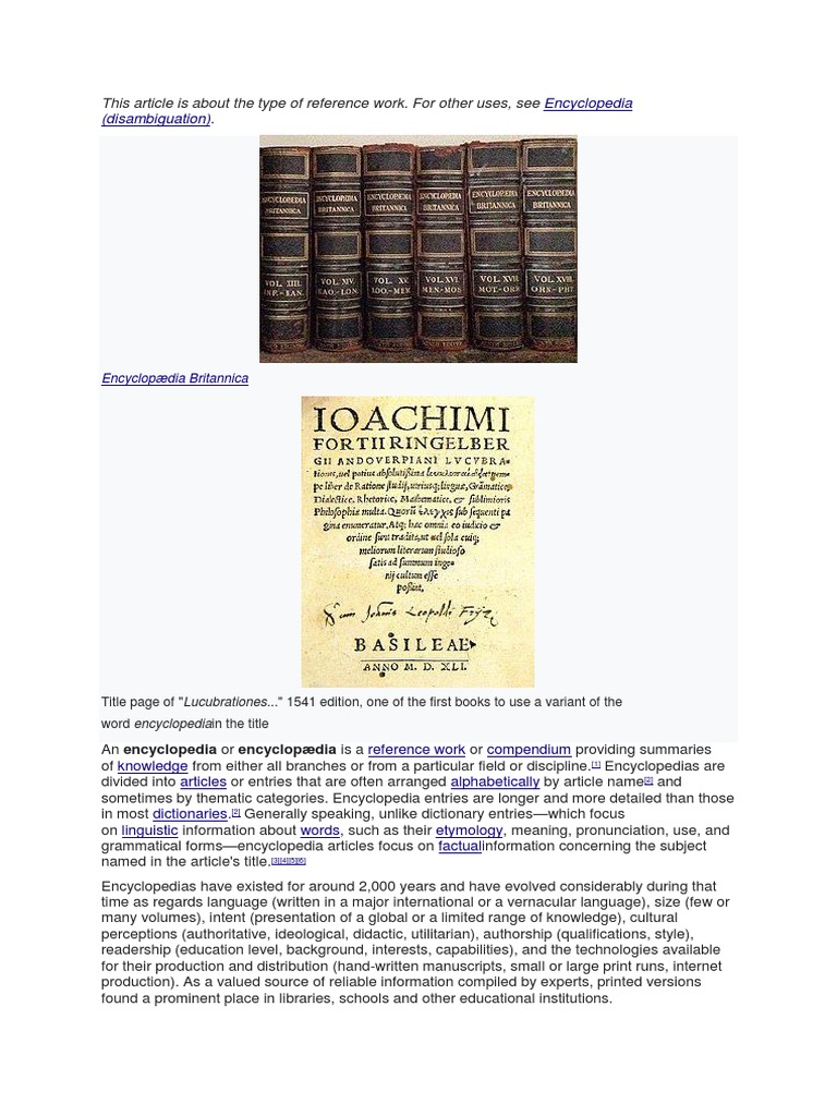 Understanding Encyclopedias: A Comprehensive Guide | PDF | Language ...