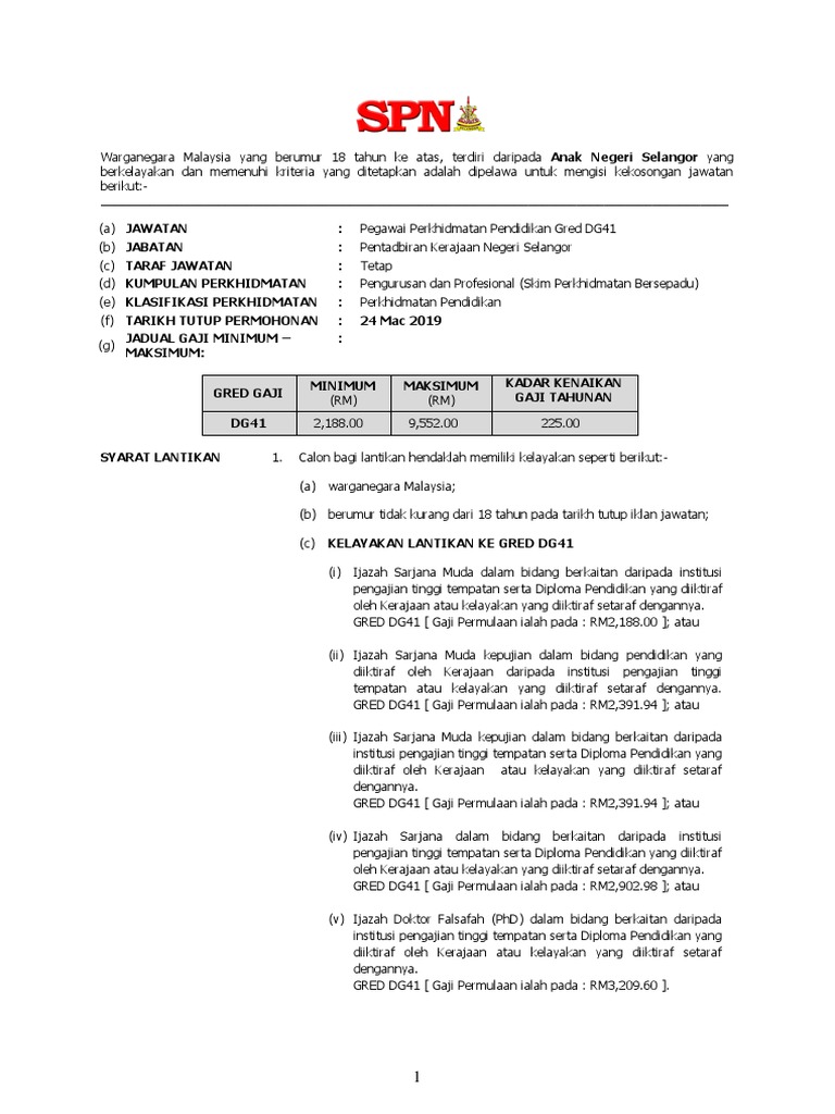 Peg - Perkhidmatan Pendidikan DG41 PDF | PDF