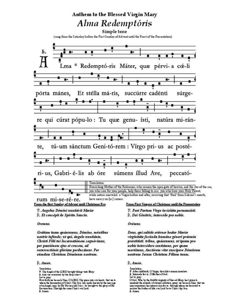 Alma Redemptoris Mater | PDF | Mary, Mother Of Jesus | Systematic Theology