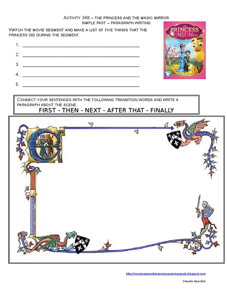 Writing a Princess Paragraph | PDF
