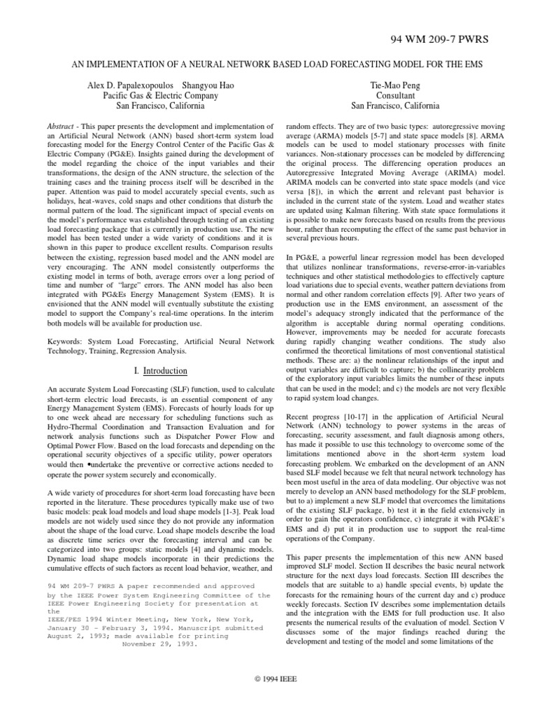 Implementation of A Neural Network Based Load Fore | PDF ...
