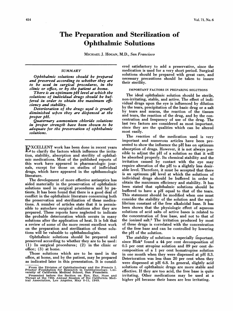 Preparation & Sterilization of Ophthalmic Solutions PDF Buffer