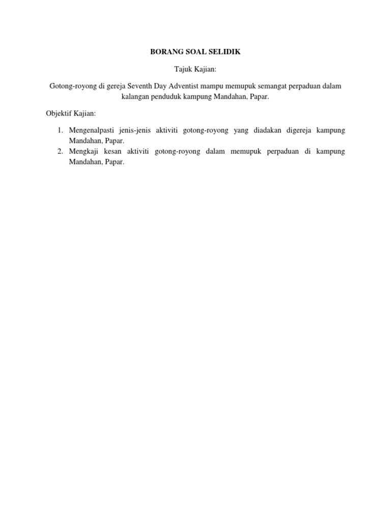 Borang Soal Selidik Pdf