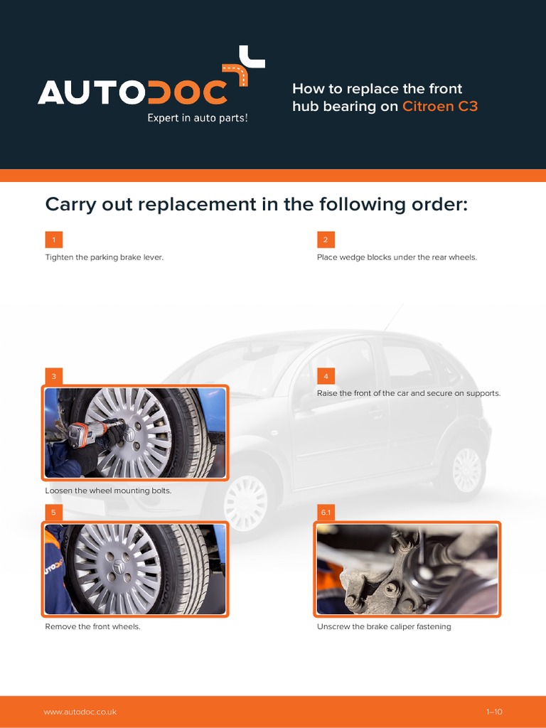 En How To Replace The Front Hub Bearing On Citroen C3 PDF Anti Lock