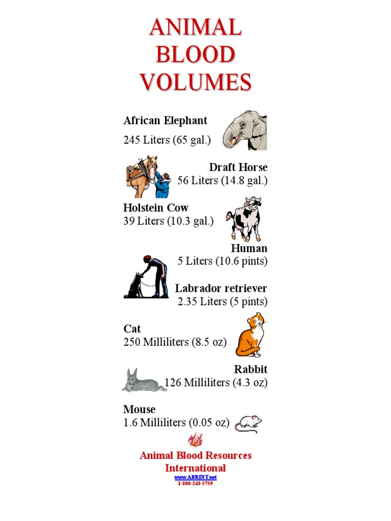 Animal Blood Volumes PDF