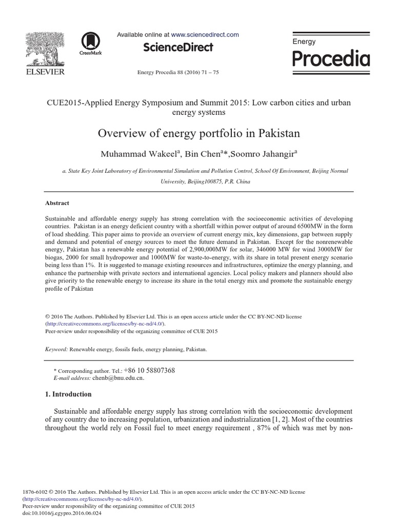 Overview of Energy Portfolio in Pakistan PDF | PDF | Renewable Energy ...