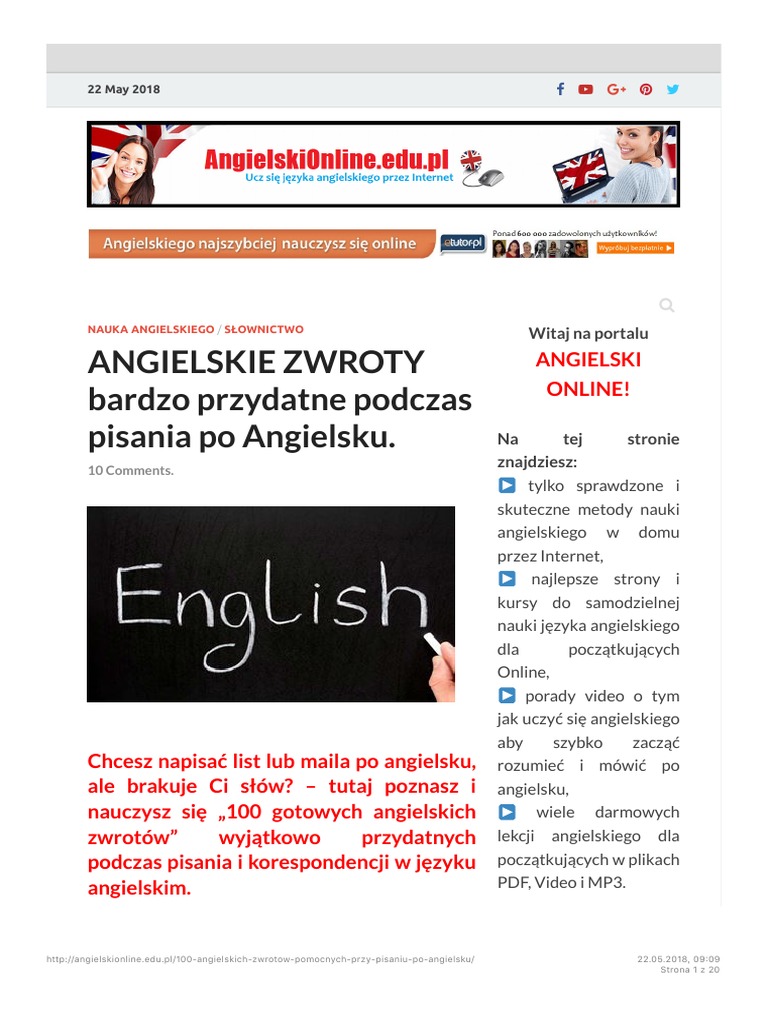 Przydatne Słówka Do Maila Po Angielsku