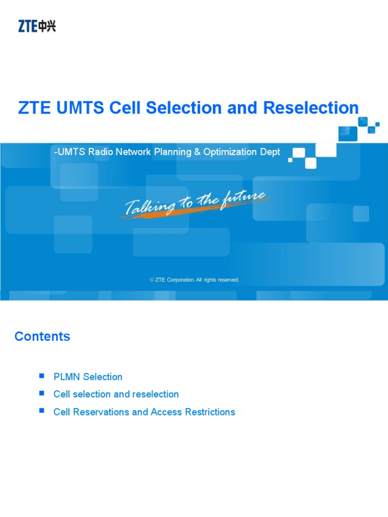 ZTE UMTS Cell Selection Guide | PDF | Decibel | Telecommunications
