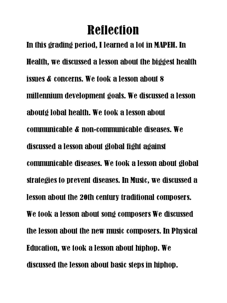 Reflection MAPEH.docx Philippines Performing Arts Free 30day