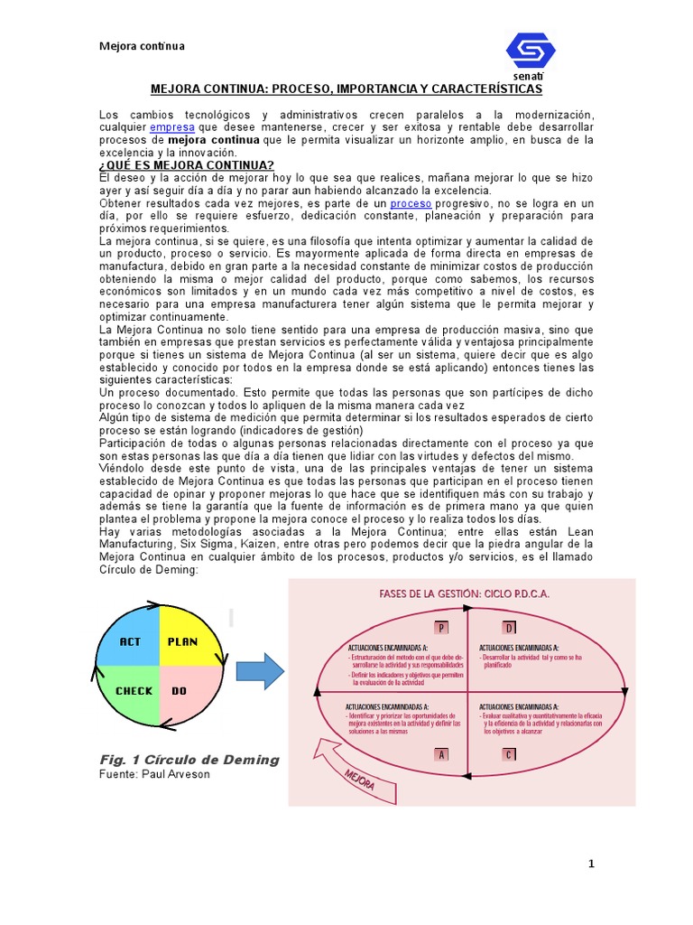 Proceso de Mejora Continua en Empresas | PDF | Calidad (comercial ...