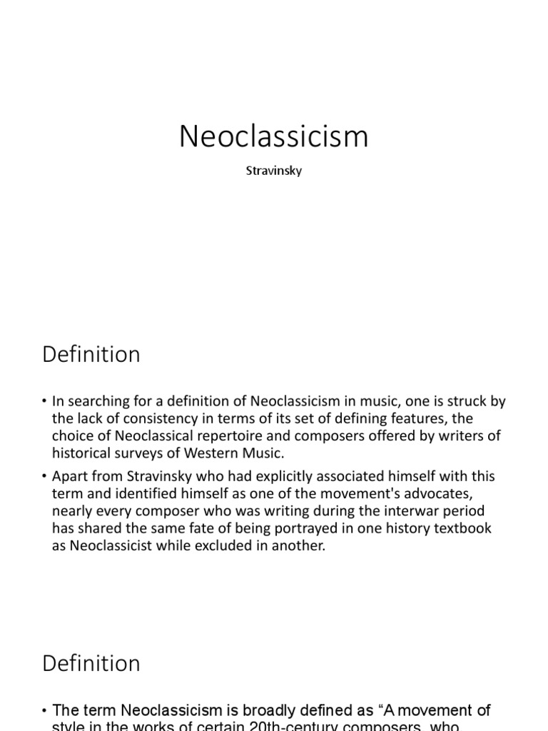 Stravinsky and Neoclassicism in Music | PDF | Classical Compositions ...