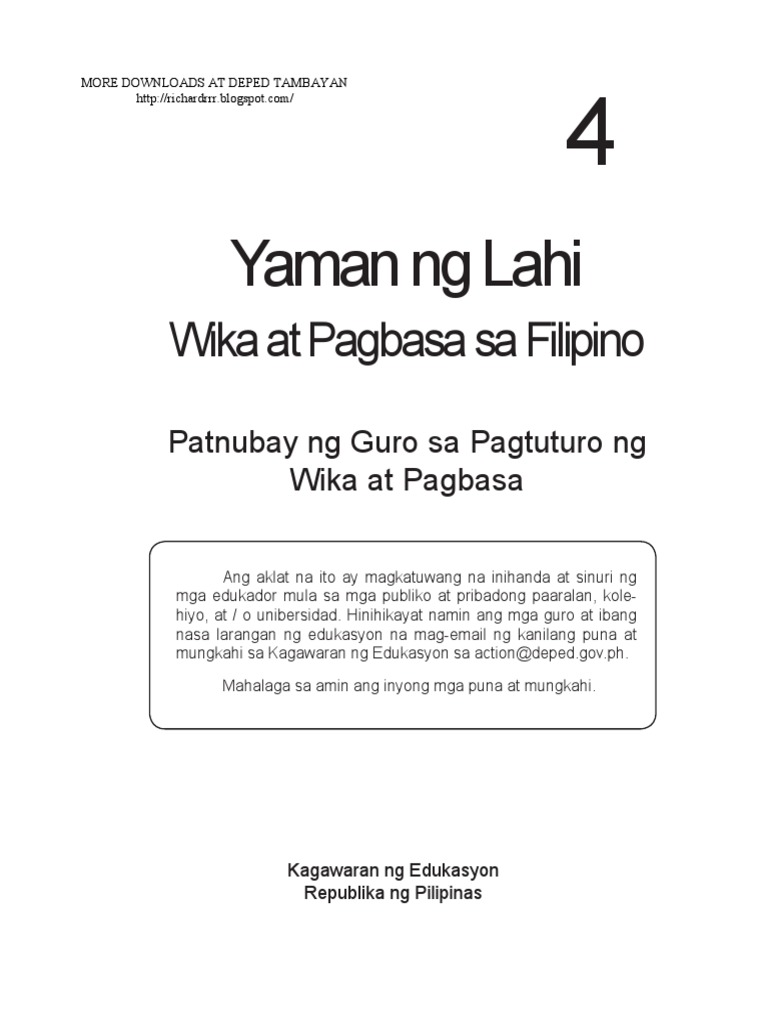 Filipino Grade 4 Tg Pdf