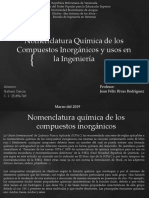 Nomenclatura Química de Los Compuestos Inorgánicos y Usos