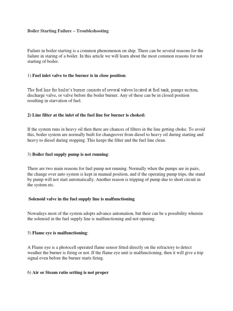 Boiler Starting Failure Troubleshooting 2) Line Filter at The Inlet