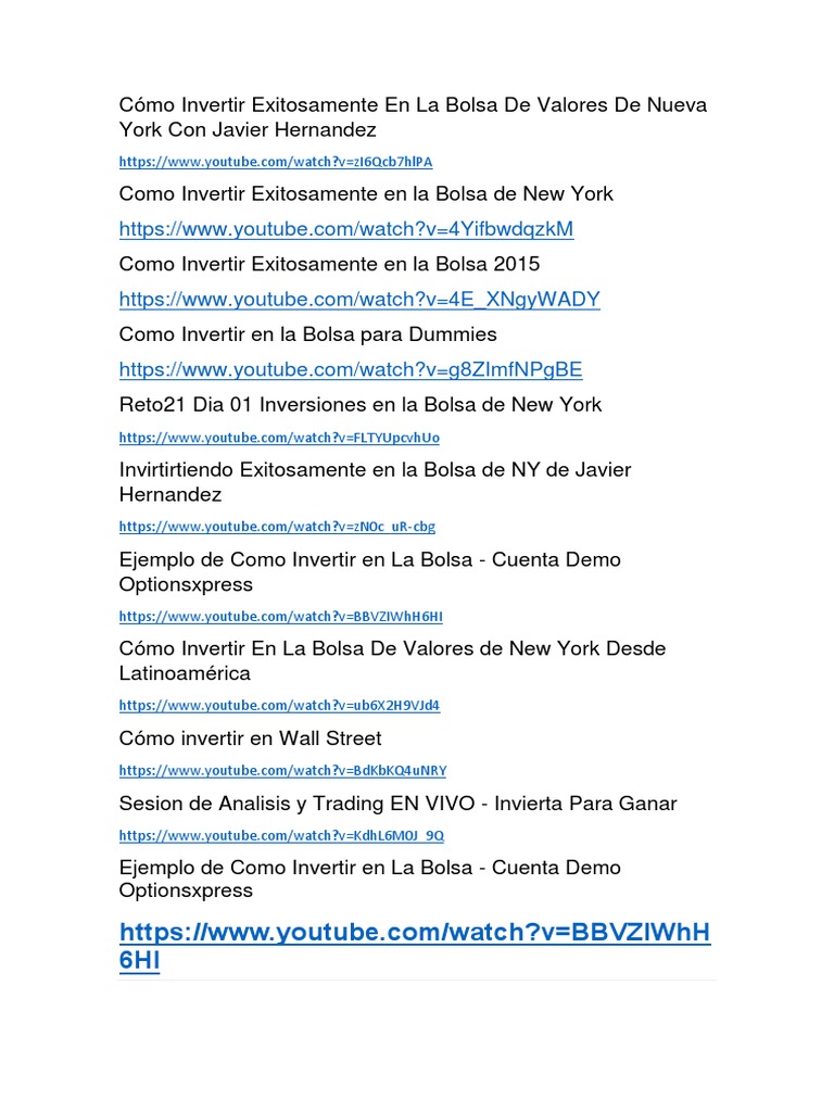 Cómo Invertir Exitosamente en La Bolsa de Valores de Nueva York | PDF ...