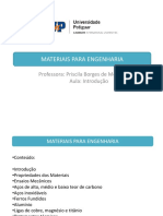 Aula 1 - Materiais para Engenharia