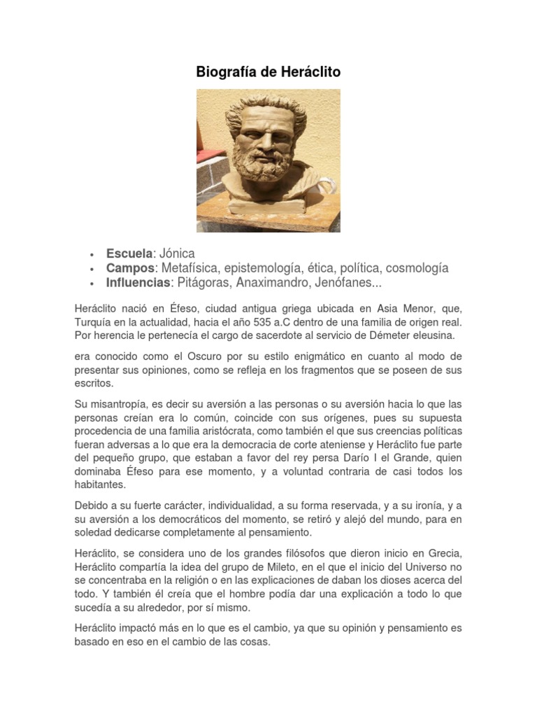 Biografía de Heráclito | PDF | Metafísica | Science
