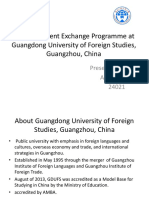 Winter Student Exchange Programme at Guangdong University of Foreign Studies, Guangzhou, China
