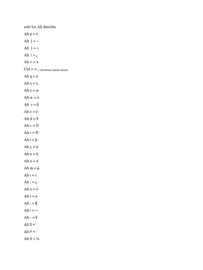 Los Alt En Esta Computadora Caracteres Especiales