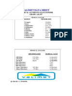 Valimet Data Sheet: Spherical Aluminum Alloy Powder GRADE: AM-357