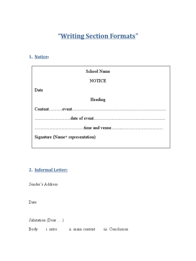 Writing Formats for Notices and Letters | PDF | Advertising | Business