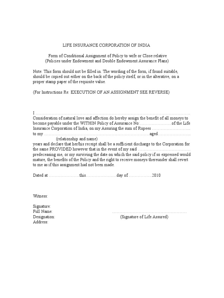 What Is Conditional Assignment In Insurance