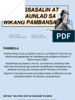 Ang Pagsasalin at Pagpapaunlad Sa Wikang Pambansa