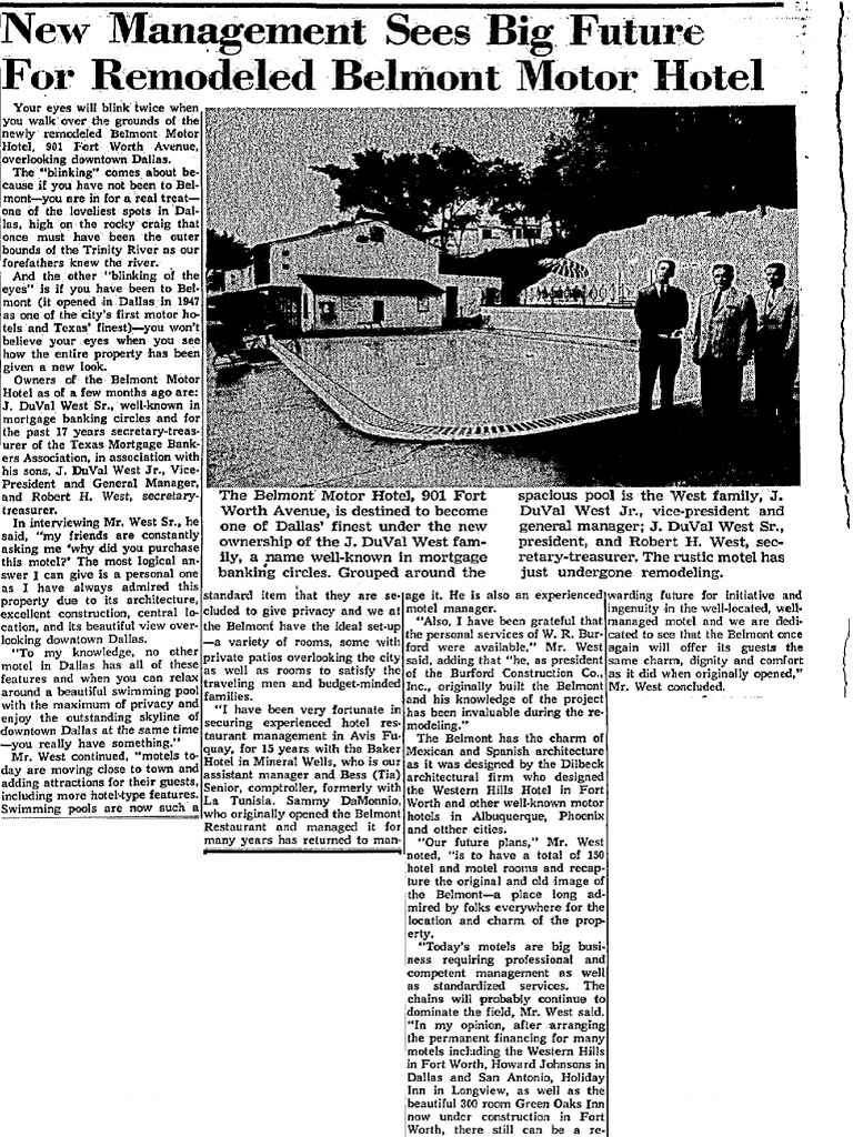 From 1965 New Management Sees Big Future for Remodeled Belmont Motor Hotel