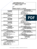 Specimen Ballot Consolidated Election APRIL 2, 2019: Independent Independent Citizens Citizens Citizens